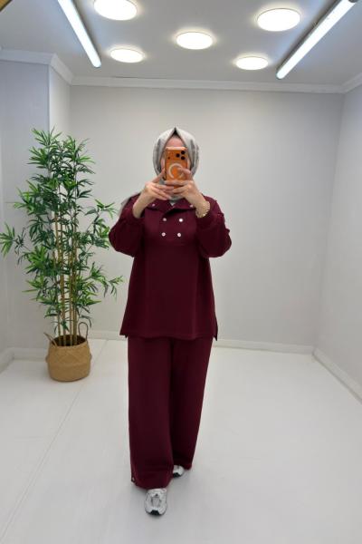 Hera Çıt Çıt Detay Takım Bordo