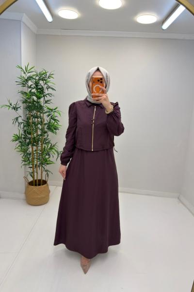 Lisa Yelekli Elbise Mürdüm