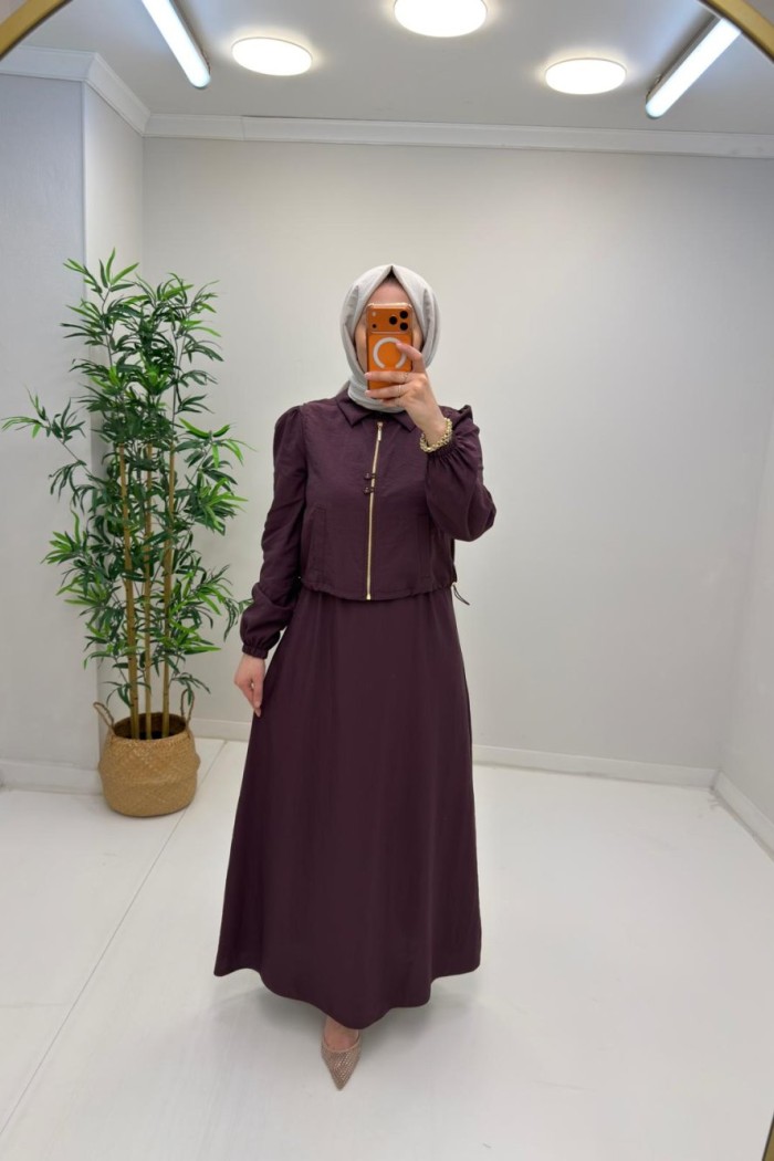 Lisa Yelekli Elbise Mürdüm