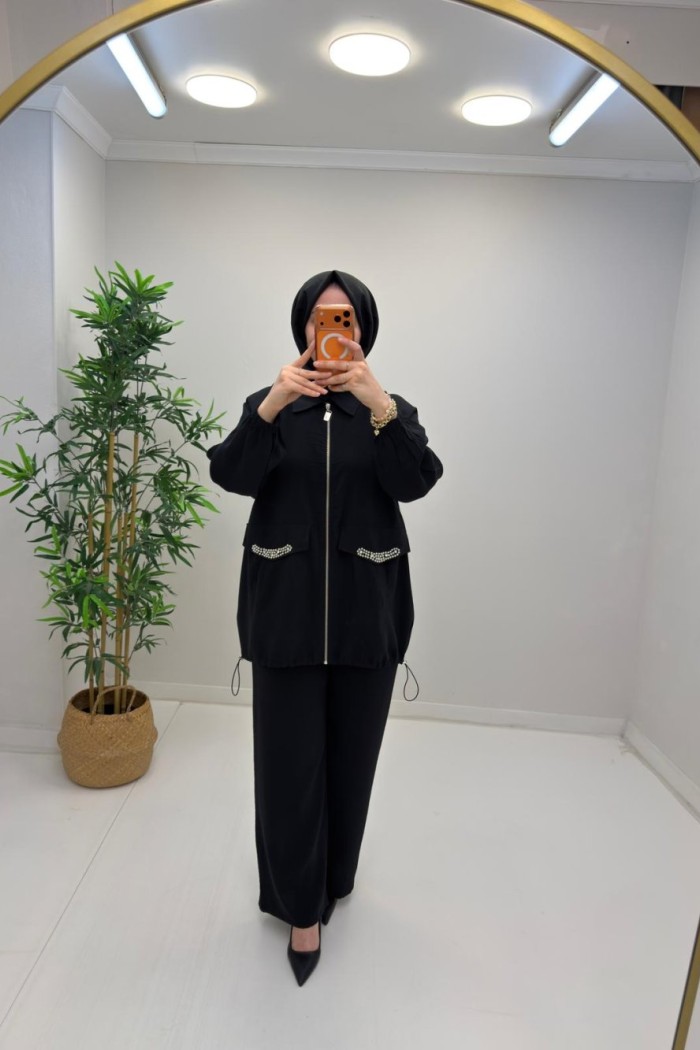 Selin Taşlı Takım Siyah