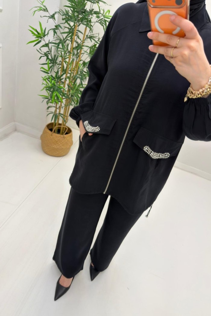 Selin Taşlı Takım Siyah