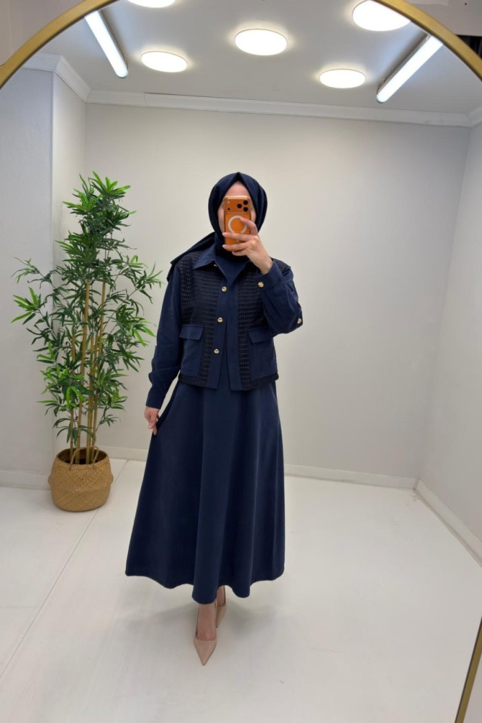Arya Tensel Elbise Lacivert