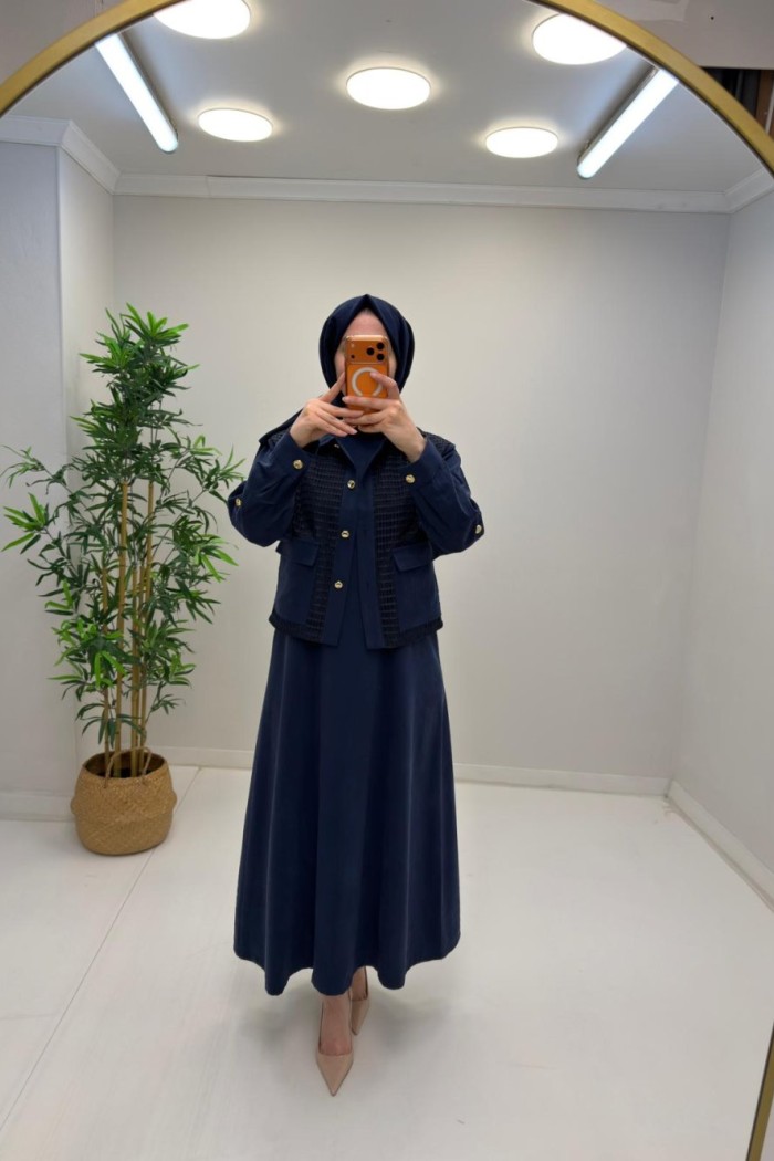 Arya Tensel Elbise Lacivert