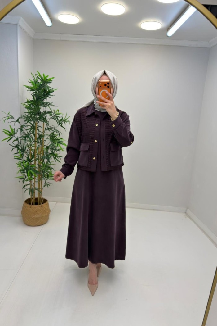 Arya Tensel Elbise Mürdüm