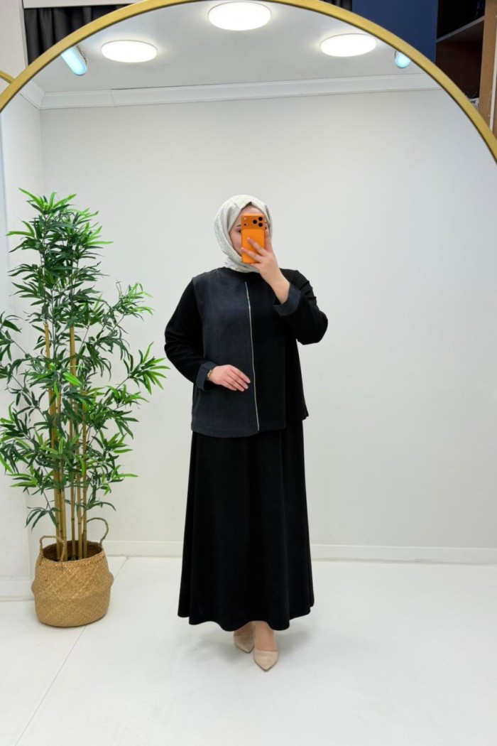 İkra Etekli Modal Takım Siyah
