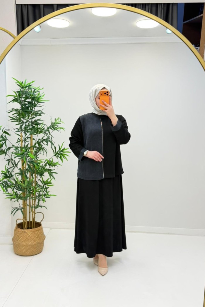 İkra Etekli Modal Takım Siyah