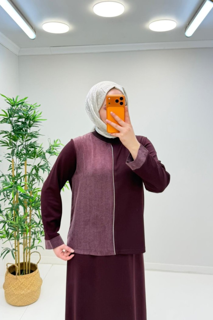 İkra Etekli Modal Takım Bordo