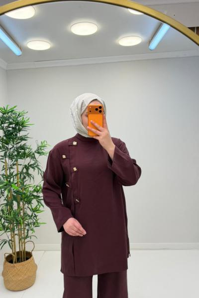 Mişa Pantolonlu Tansel Takım Bordo