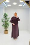 Sare İpek Qupra Elbise  Mürdüm