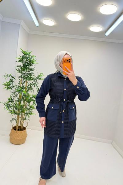 Venedik  Tensel File Detay Takım Lacivert