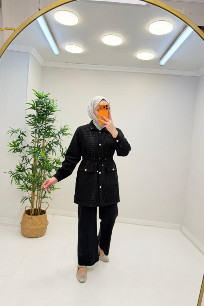 Venedik  Tensel File Detay Takım Siyah