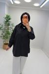 Linor İşlemeli Tensel Gömlek Siyah