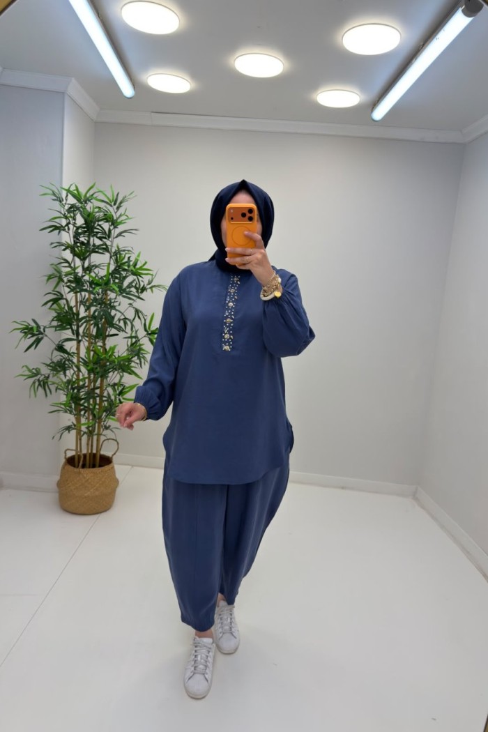 Puane Deniz Pantolonlu Takım  İndigo Mavi