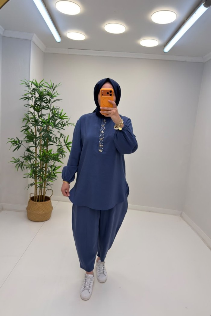 Puane Deniz Pantolonlu Takım  İndigo Mavi