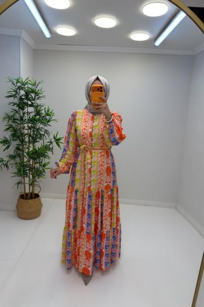 Merwish Mango Elbise Turuncu