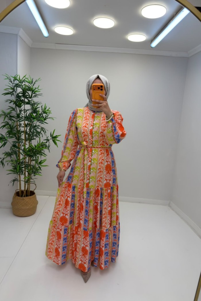 Merwish Mango Elbise Turuncu