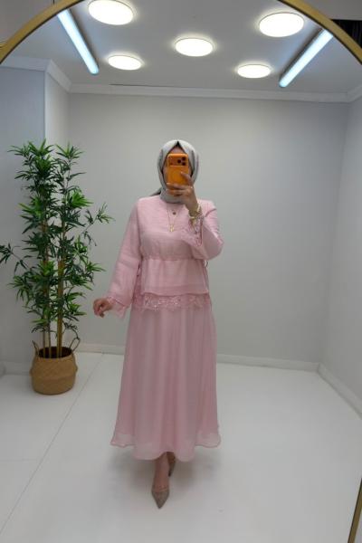 Puane Leydi Etekli Takım Pembe