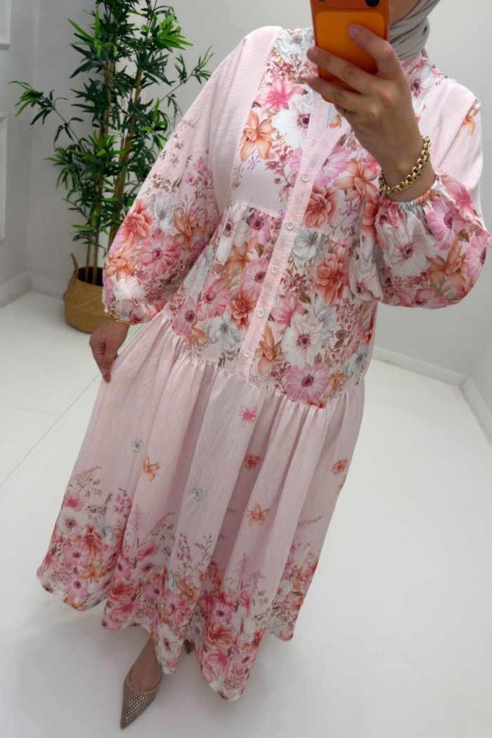 Aşhilda Desenli Elbise Pembe