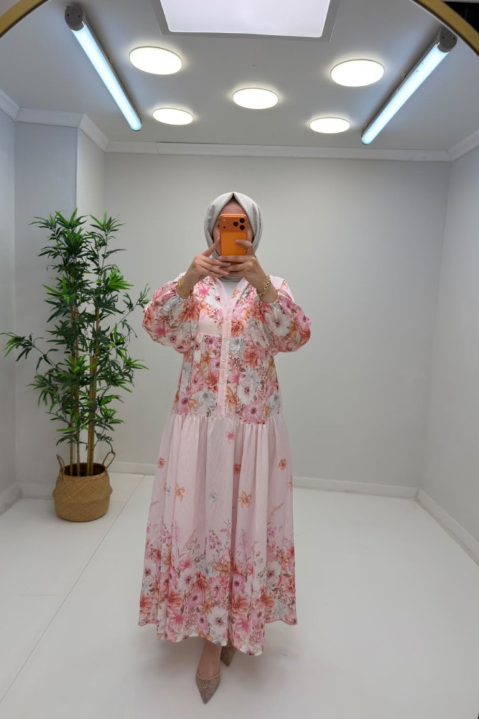 Aşhilda Desenli Elbise Pembe