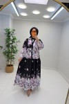 Aşhilda Desenli Elbise Siyah