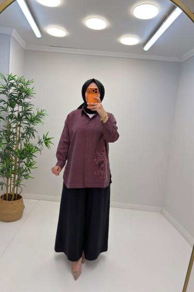Mia Tensel Gömlek Mürdüm