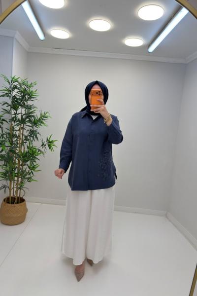 Mia Tensel Gömlek Lacivert