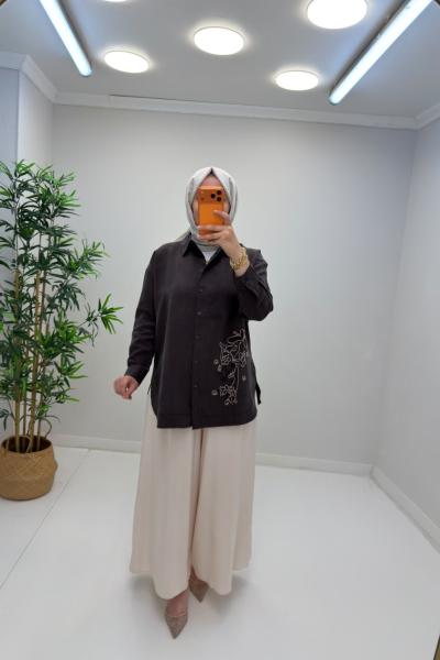 Mia Tensel Gömlek Acı Kahve