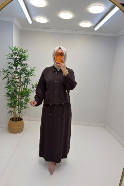Lisa Etekli Takım Kahverengi
