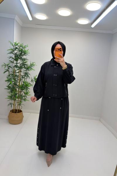 Lisa Etekli Takım Siyah