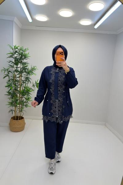 Loren Çilek Keten Takım Lacivert