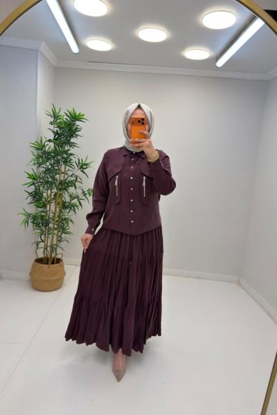 Melina Etekli Takım Mürdüm