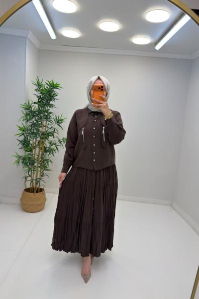 Melina Etekli Takım Kahverengi