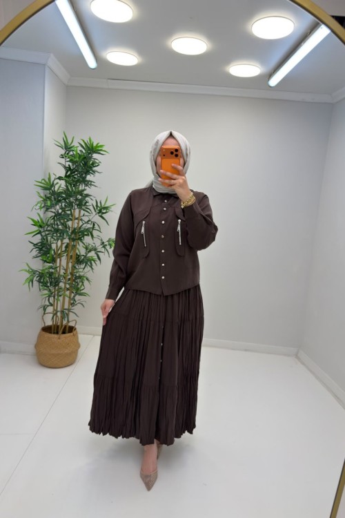 Melina Etekli Takım Kahverengi