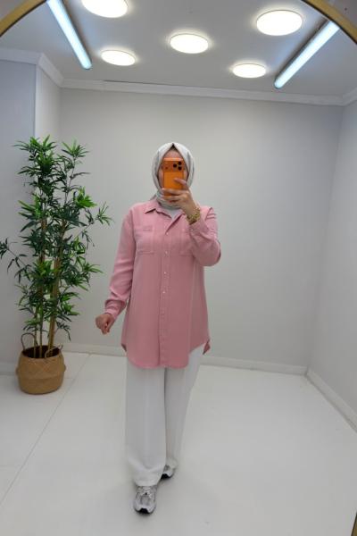 Magazin Tensel Gömlek Pembe
