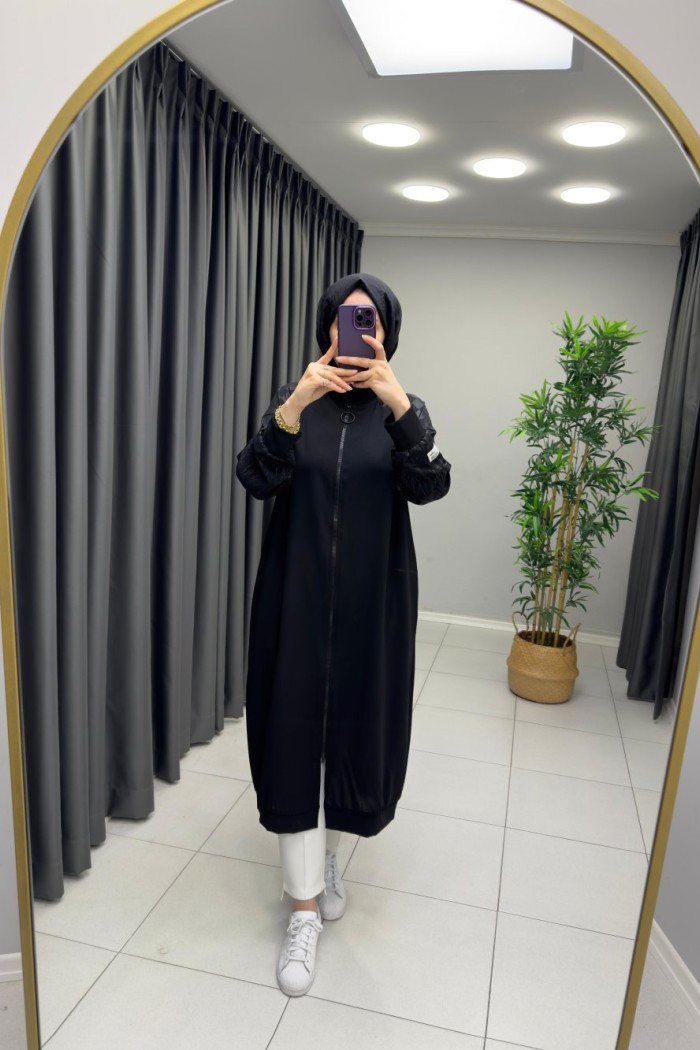 Damalı Desenli Puane Kap Siyah
