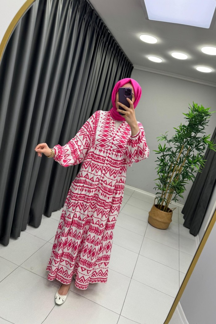 AŞHİLDA PAMUKLU ZARA MODEL ELBİSE  Pembe
