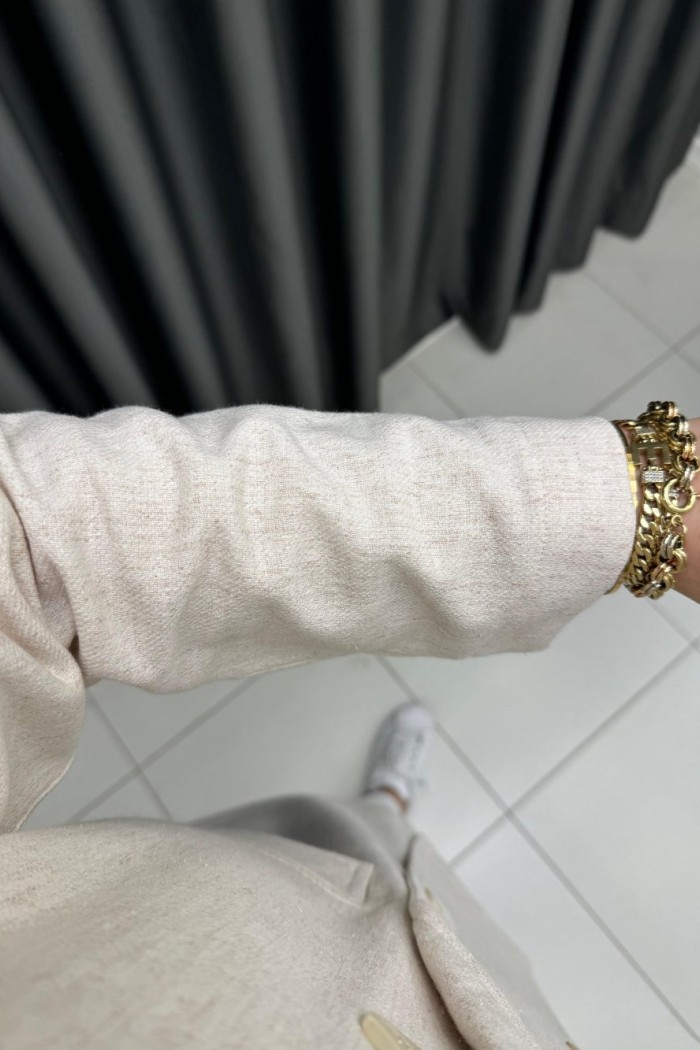 Keten Blazer Ceket Taş Rengi