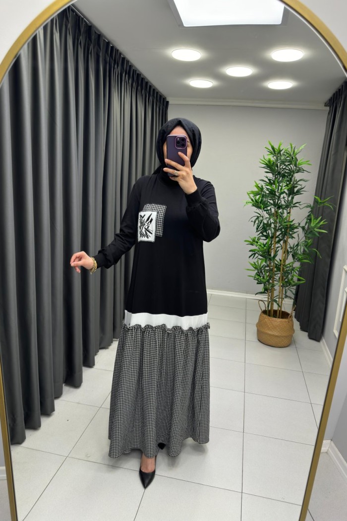 Sweat Detaylı Elbise Siyah