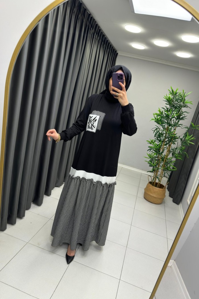 Sweat Detaylı Elbise Siyah