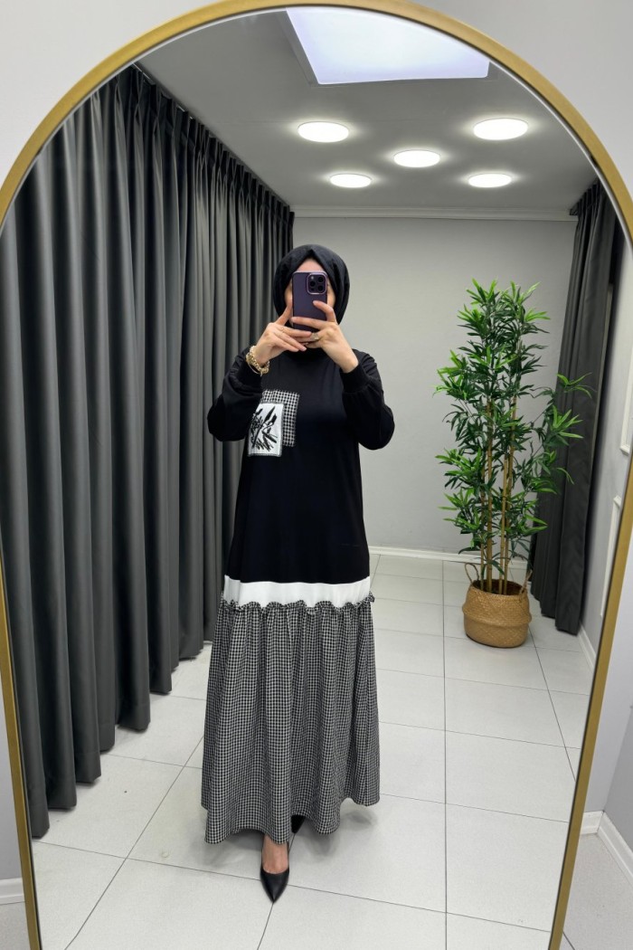 Sweat Detaylı Elbise Siyah