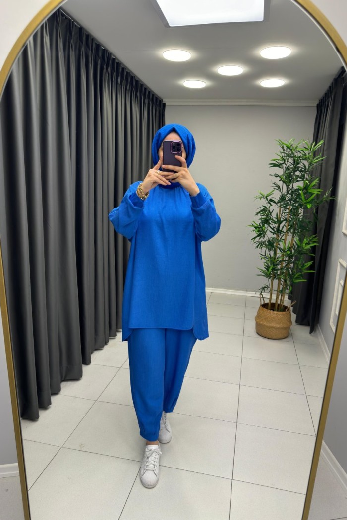 Cool Takım Bambu İpek  Saks Mavisi