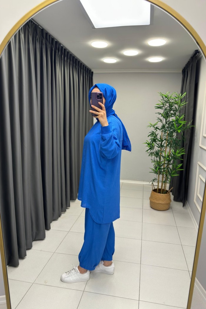 Cool Takım Bambu İpek  Saks Mavisi