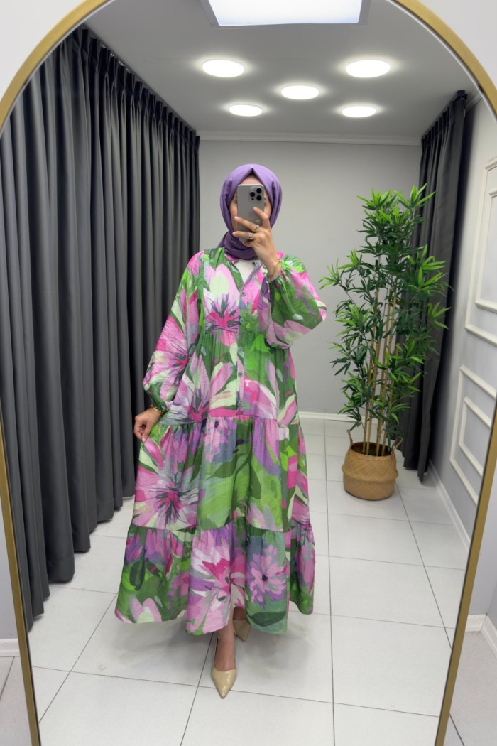 Lotus Elbise Mango Kumaş  Yeşil