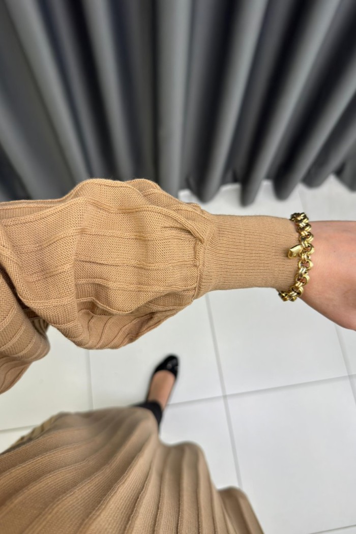 Nill Örme Triko Tunik Camel