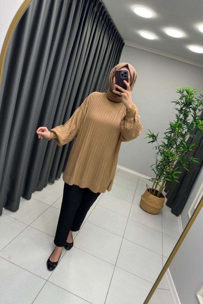 Nill Örme Triko Tunik Camel