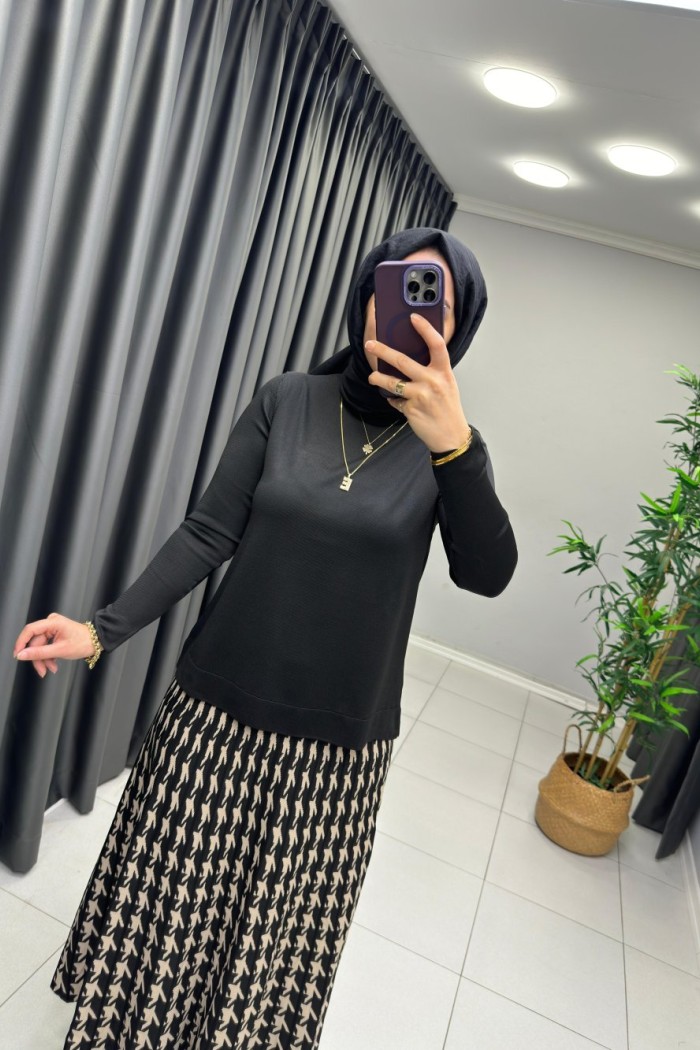 Merserize Etekli Takım Siyah