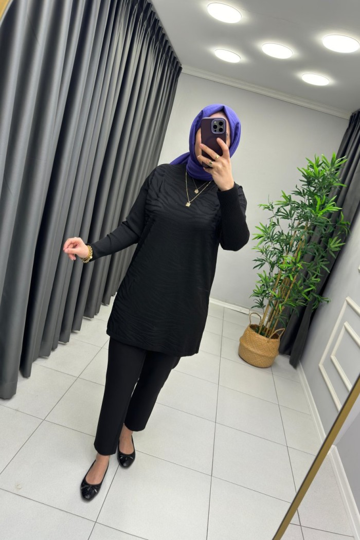 Zebra Desen Merserize Tunik Siyah