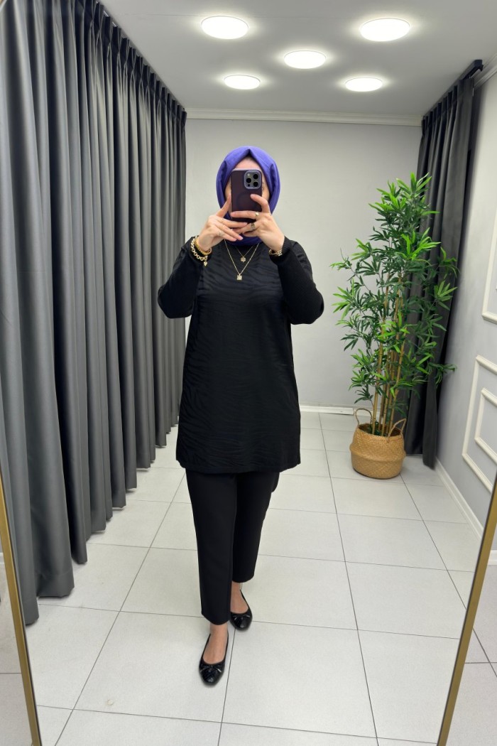 Zebra Desen Merserize Tunik Siyah