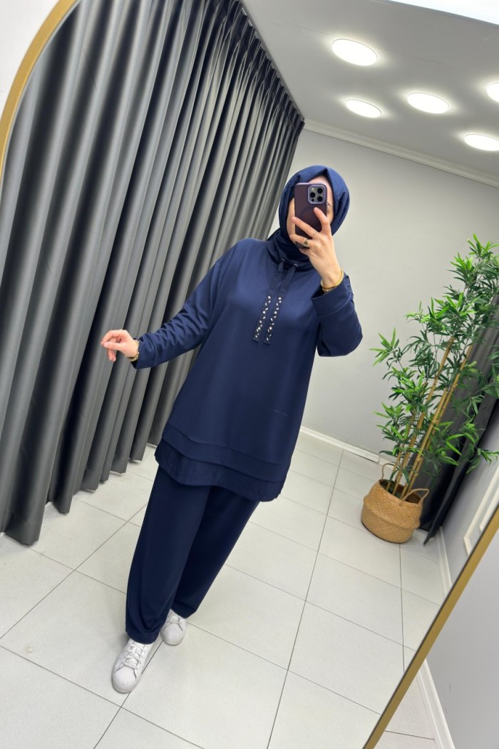 Talia Oysho Paraşüt Detay Kapşonlu Takım Lacivert