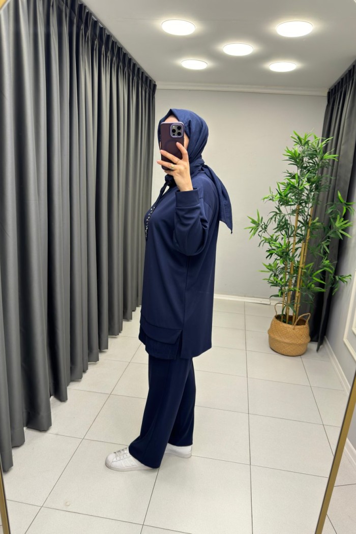 Talia Oysho Paraşüt Detay Kapşonlu Takım Lacivert